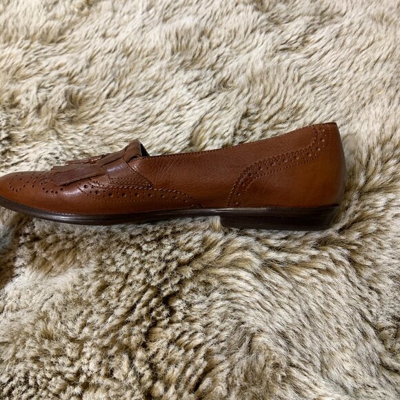 VINTAGE Hunt Club Brown Leather Kiltie Tassel Loafers Womens Size 7W - Picture 6 of 8